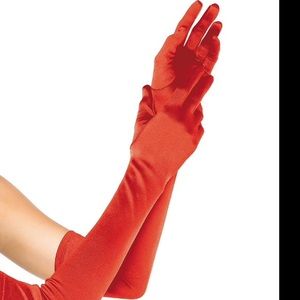 Red satin costume gloves